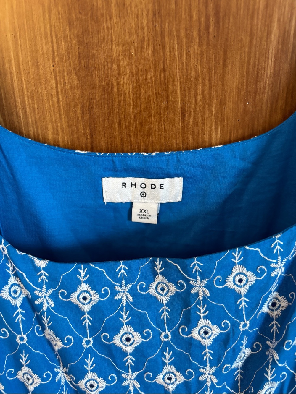 Like New RHODE Blue Embroidered Eyelet Babydoll Mini Dress | Women’s Plus XXL - Picture 2 of 16